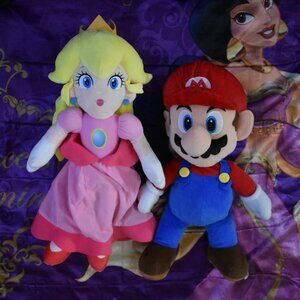 Nintendo 22" Super Mario Bros Princess Peach 26" JUMBO Plush Doll figure lot set